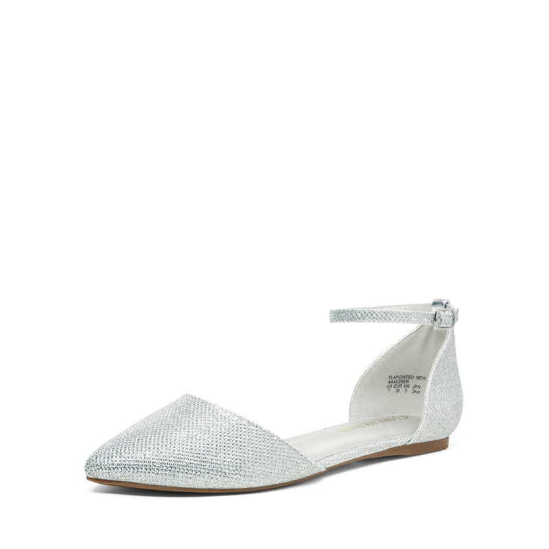 Silver flats with ankle strap discount